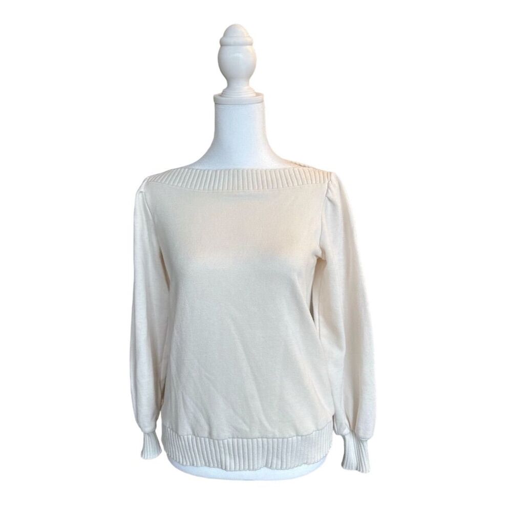 LOFT Women's XS Ivory Crewneck Pullover Sweater Long Sleeve Casual